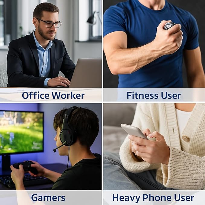 Auto-Start Gyro Ball Wrist Trainer – No Counter Grip Strengthener with Finger Band for Hand & Forearm Exercise – Stress Relief Spinner for Office, Rehab & Fitness