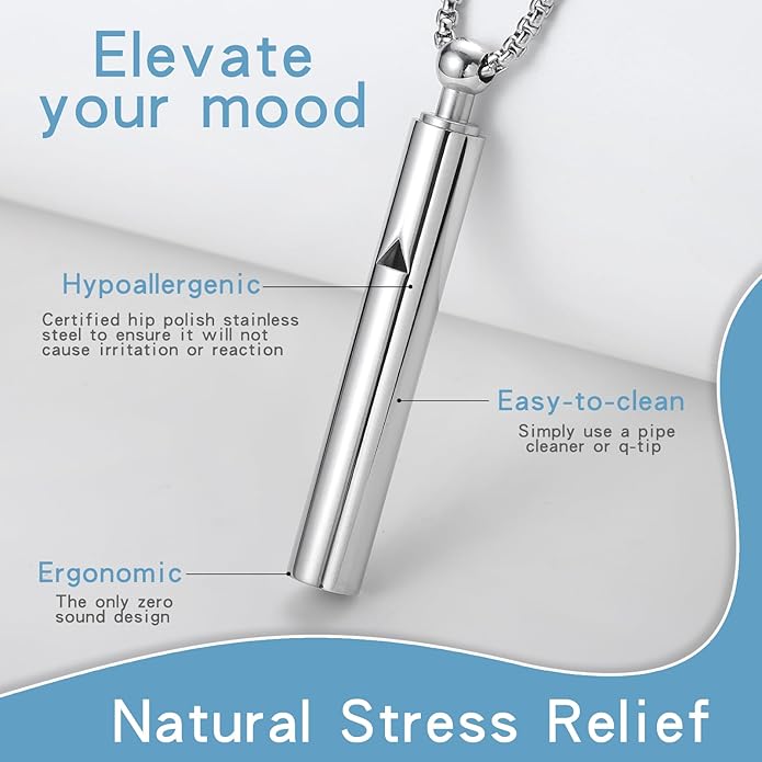 Anxiety Breathe Easy Necklace Mindfulness Breathing Necklace Breathlace Stainless Steel Pendant for Natural Calm & Stress Relief