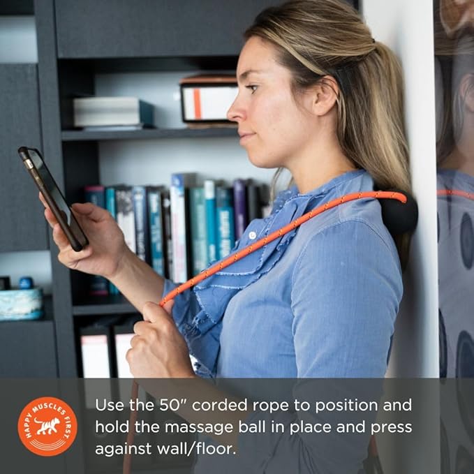 Tiger Tail Tiger Ball 1.7 Foam Roller Ball + 50”+ Corded Rope – Deep Tissue Massage Ball: Feet, Legs, Neck, Back – Trigger Point Massage Therapy – Relieve Muscle Soreness – Muscle Recovery