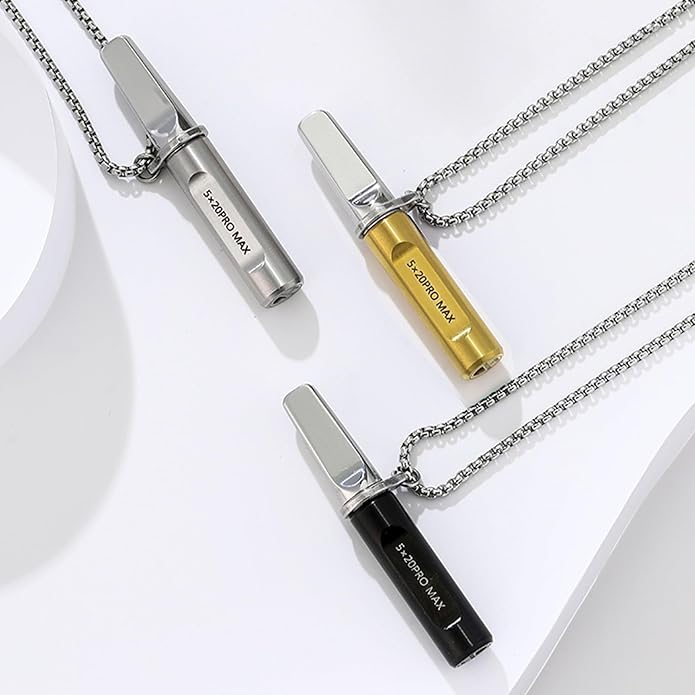 Breathing Necklace for Calm, Stainless Steel Breathing Pendant Breathwork Tool for Calm Meditation & Stress Relief, Mindfulness Slow Breathing Trainer, Adjustable Chain, Gift for Women Men