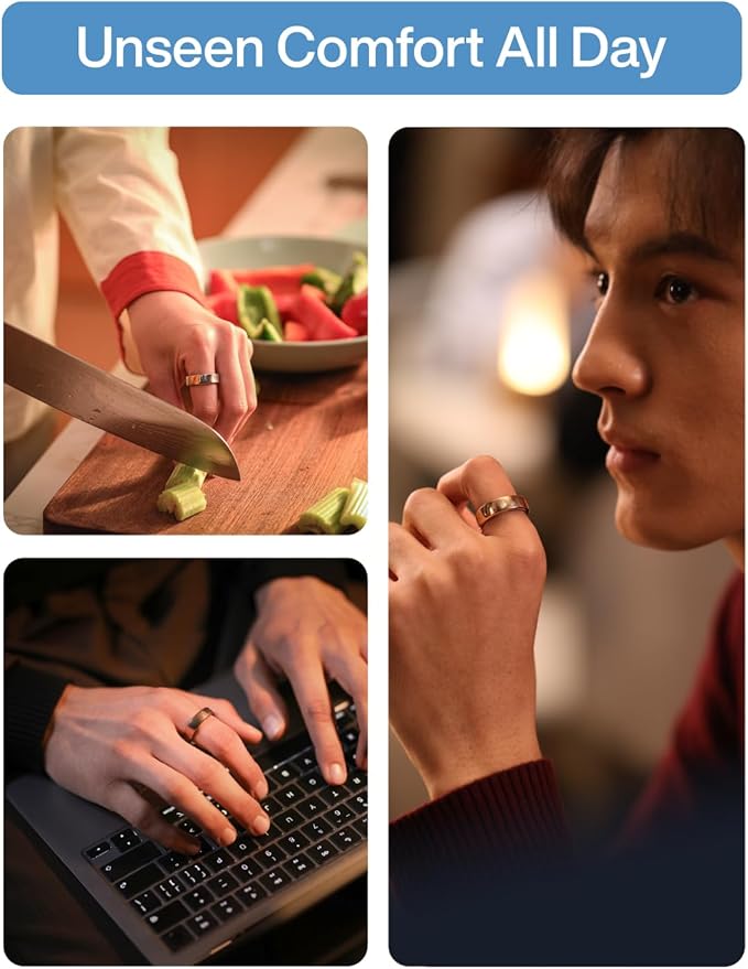 RingConn Gen 2 Air, Ultra-Thin AI Smart Ring, 10-Day Battery Life, Fitness/Sleep/Stress/HR Tracker for Women&Men, No App Fee for Standard Features, iOS & Android Compatible (Size 12, Galaxy Sliver)