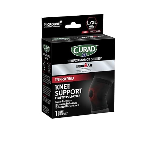 CURAD Performance Series IRONMAN Infrared Knee Support, Elastic Knee Sleeve for Pain Management, Compression Support for Recovery and Performance, Powered by CELLIANT Technology, Large/X-Large