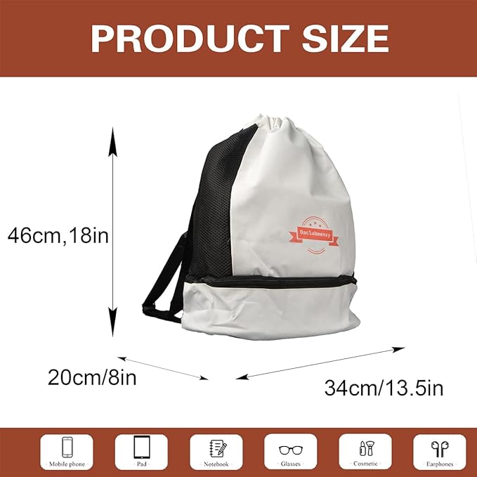 D&C Drawstring Backpack with Shoe Compartment - Water-Resistant Sports Bag & Gym Bag, basketball backpack