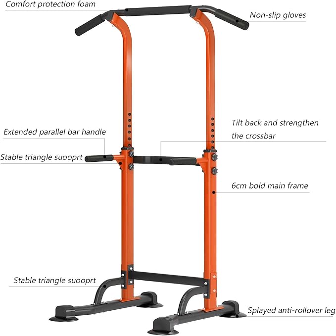 SogesPower Power Tower Dip Station Pull Up Bar for Home Gym Adjustable Height Strength Training Workout Equipment,Pull Up Bar Station