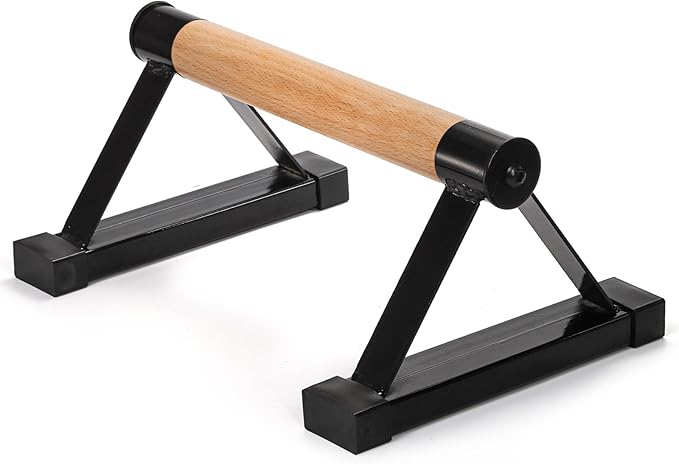 TOPZEA Wood Push Up Bars, Solid Wooden Parallettes Bars with Sturdy Steel Bracket Anti-slip Handstand Bars for Calisthenics, Fitness, At Home Gym Floor Workouts Equipment, Support Max 600 lbs, Black