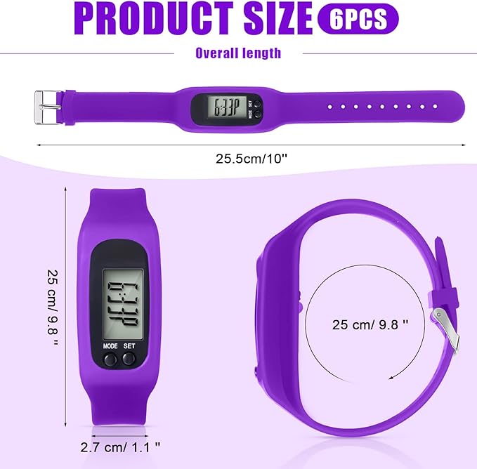 Geyoga 24 Pcs Pedometer for Walking Steps and Miles Pedometer Watch Silicone Steps Tracker Running Bracelet Ankle Step Counter for Calorie Burning and Step Counting