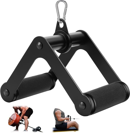 Double D Row Handle LAT Pulldown Attachments, T Bar Row Attachment,1.3 Inch Diameter Big Comfort Rubber Grip V Bar Attachmentt for Cable Machine Home Gym Accessory