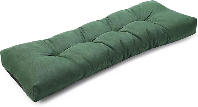 SUNROX LokGrip Non Slip Tufted Memory Foam Bench Cushion, FadeShield Water Resistant Durable Thicken Outdoor/Indoor Bench Seat Pads 54x16x4 inch, Heather Fern