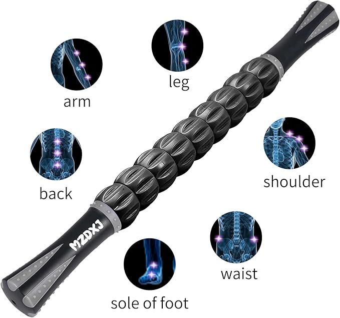 Muscle Roller Stick for Athletes - Deep Tissue Fascia Blaster & Roller Massager for Myofascial Pain Relief - Handheld Physical Therapy & Recovery Tool(Gray black-18 inch)