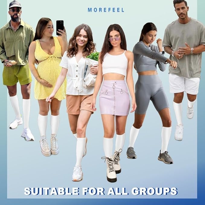 Graduated Compression Socks for Women&Men 20-30mmhg Knee High Socks Travel Hiking Running Stocking