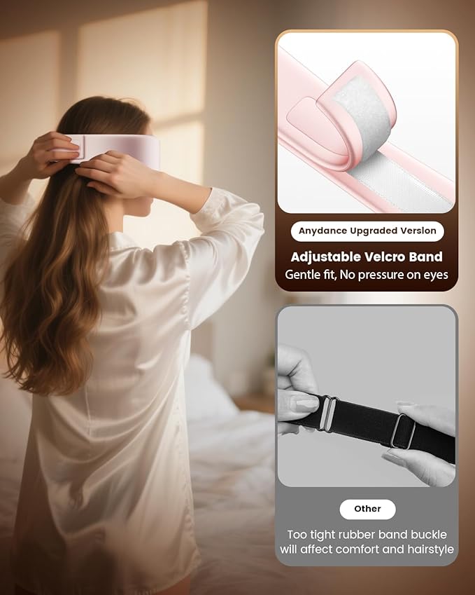 Heated Eye Mask - Cordless Eye Mask for Dry Eyes |4 Heating Levels |Timer Shutoff Functions|Washable Dry Eye Relief|1500mAh|Sleep & Travel Essential|Silk Fabric