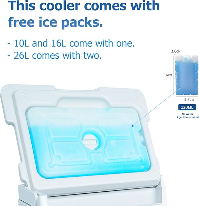 11Qt 19Qt Insulated Portable Cooler Leak-Proof Ice Chest Lunch Box Hard Coolers with Extra Ice Pack for BBQ, Camping, Pincnic