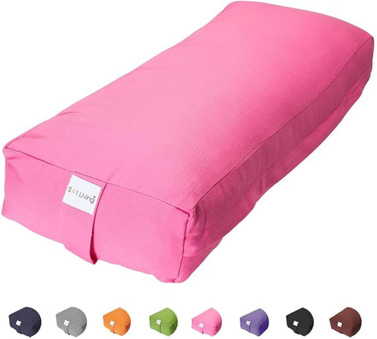 Sol Living Yoga Bolster Pillow Rectangular Meditation Cushion Cotton Meditation Accessories for Restorative Yoga Meditation Pillow Yoga Pillow Firm Body Pillow Bolster Pillow for Legs Removable Cover