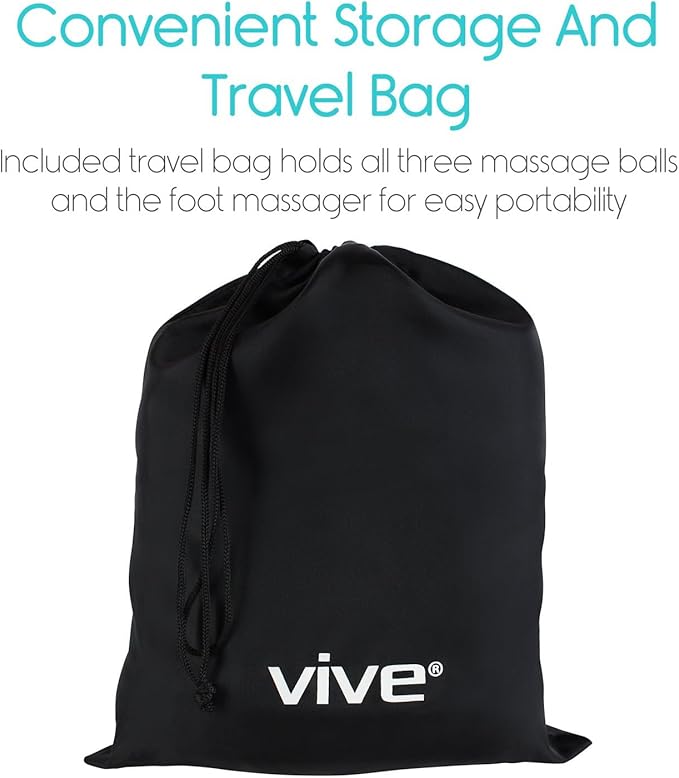 Vive Massage Ball Set (4 Piece) - Plantar Fasciitis Relief Foot Pain Hot Cold Therapy - Heel Spur, Sore Muscle, Trigger Point, Back, Arm, Neck, Shoulder, Leg Circulation Roller