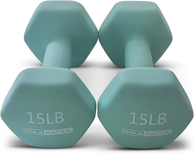 HolaHatha 2, 3, 5, 8, and 10 Pound Neoprene Dumbbell Free Hand Weight Set with Rack, Ideal for Home Exercises to Gain Tone and Definition, Pastel