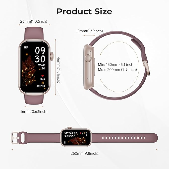 Fitness Tracker for Men Women, 24/7 Heart Rate, SpO2 and Sleep Monitor Health Watch, Calorie Step Counter Fitness Watch IP68 Waterproof Smart Watch for Android and iOS, Smoke Violet