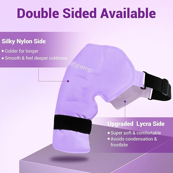 Comfytemp Shoulder Ice Pack Rotator Cuff Cold Therapy Wrap, Ice Packs for Injuries Reusable Gel, Instant Compression for Shoulder Pain Relief, Surgery Recovery Gifts (Large), Purple