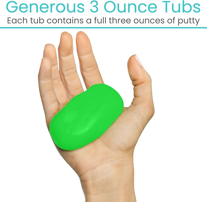Vive Therapy Putty for Adults, for Hand Therapy (2 Pack) - Occupational Sensory Stress Relief Tools - for Physical Exercise, Finger Pain, Grip Strength, Rehab, Arthritis, Forearms, Fidgeting, Motor