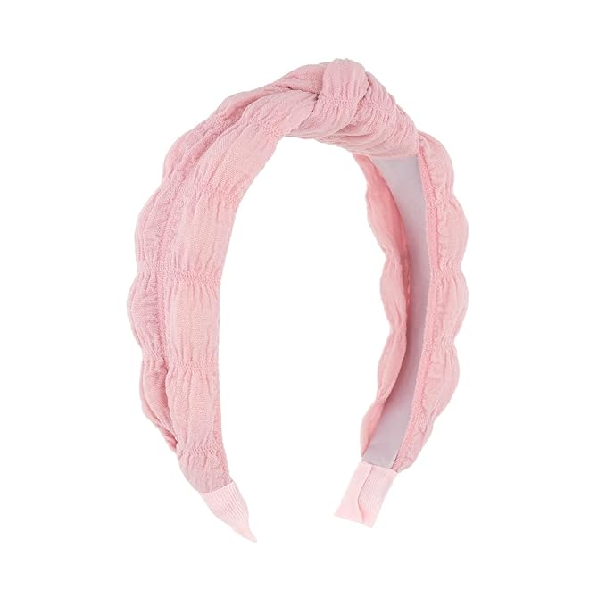 Madison Tyler Headbands for Women | Fashion Boho Top Knotted Pink Puff Cloth Workout Hairbands | Outdoor and Party Non-Slip Headbands