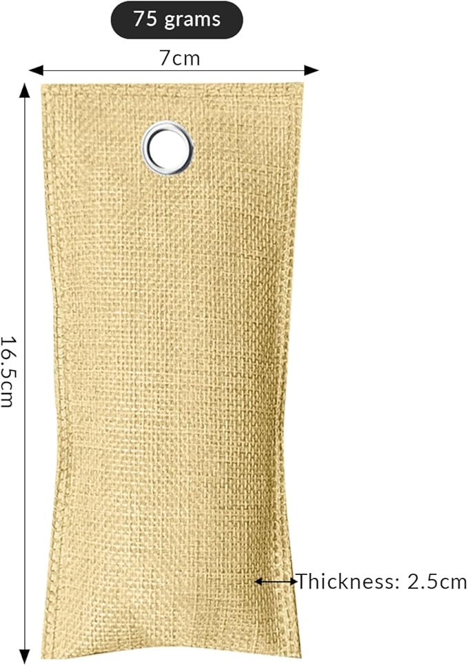 4 Pack charcoal odor absorber,Bamboo Charcoals Air Purifying Bag Charcoals Deodorizer Eliminator for Strong Odors in Car, Closet, Shoe, Basement (75G*4 Pack Beige-2, Unscented)