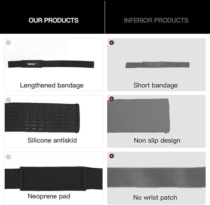 SKDK Cotton Hard Pull Wrist Lifting Straps Grips Band-Deadlift Straps with Neoprene Cushioned Wrist Padded and Anti-Skid Silicone - for Weightlifting, Bodybuilding, Xfit, Strength Training