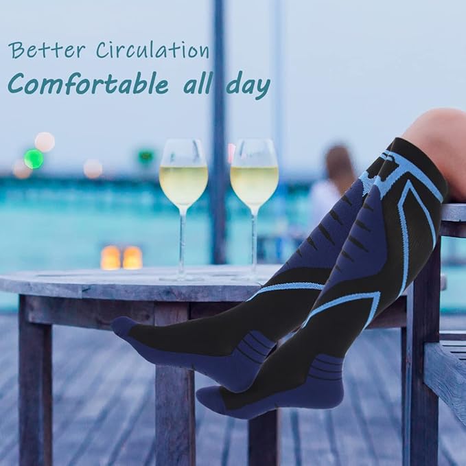 Compression Socks for Men & Women 20-30 mmHg Knee High -Best Support for Medical, Athletic, Sports, Travel (1/2Pairs)