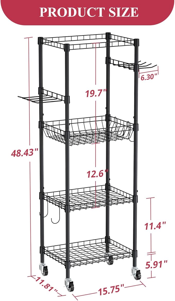 VOPEAK Home Gym Storage Rack with Wheels, Yoga Mat Storage Organizer for Kettlebells, Dumbbells, Resistance Bands, Space Saving Weight Rack for Home Gym, Garage, Easy to Install