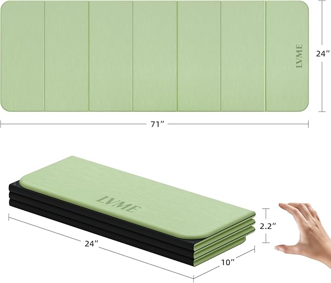 Foldable Yoga Mat, Extra Thick 0.32 inch, SGS Certifed, Non Slip, 71 x 24 inches, Foldable for Travel, Pilates, Camping, Environmental Sports Mat, Odorless TPE Material