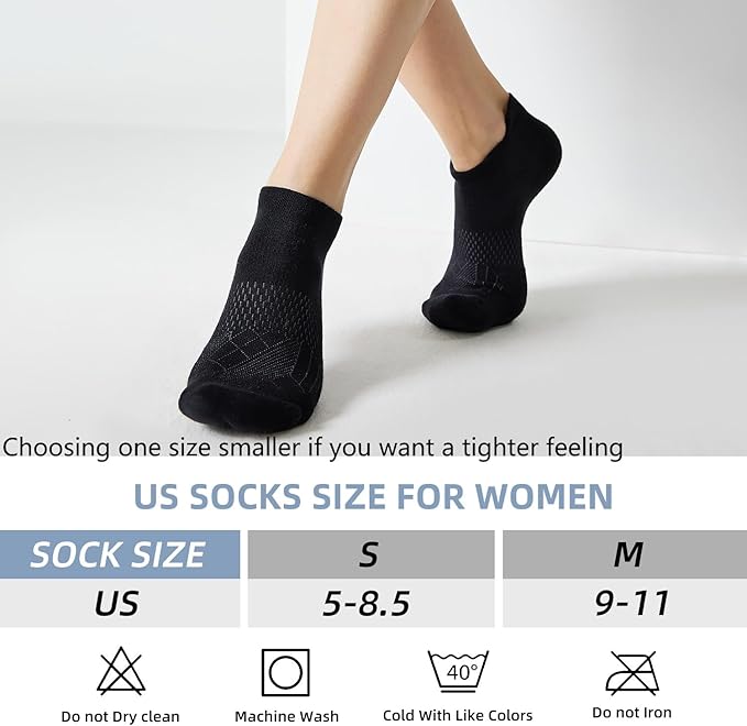 FITRELL 5-6 Pairs Ankle Running Socks for Women Athletic Cushioned Low Cut Tab Sports Socks