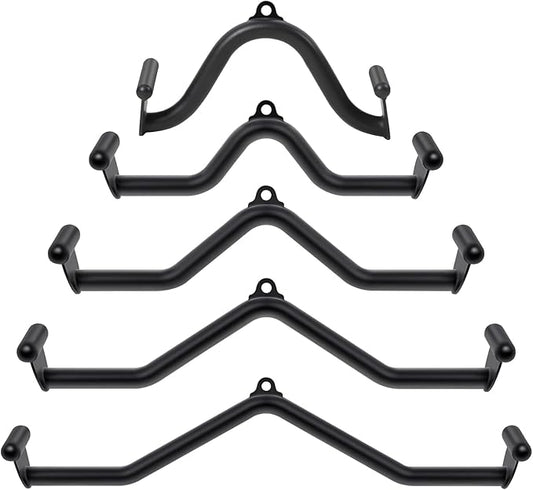5 Pcs V-bar Pulley Cable Machine Attachments:Home Gym Fitness Rowing T-bar Handle Grips LAT Pull Down Bar Press DownTraining,Bicep Curl Tricep LAT pulldown Bar Back Strength Training