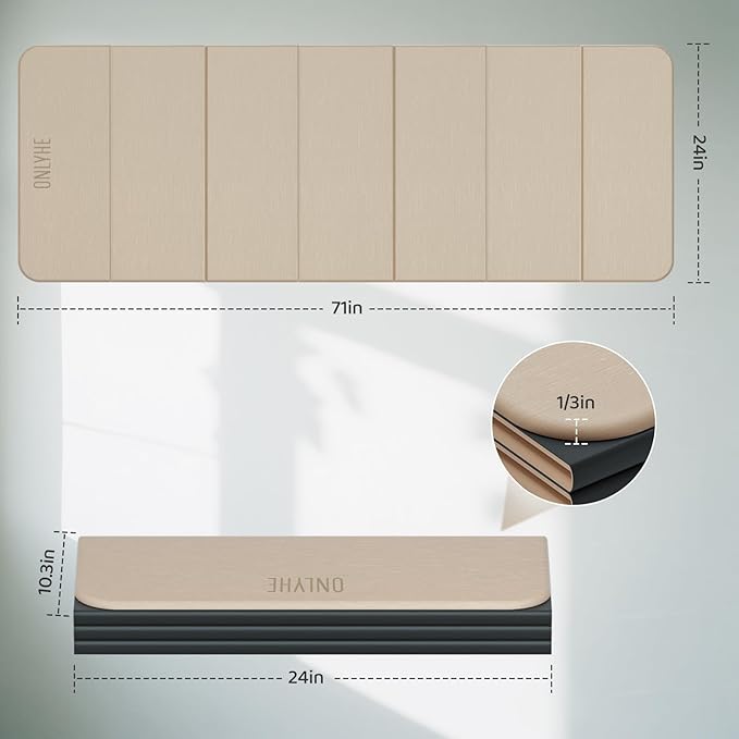 Foldable Yoga Mat,Exercise Mats for Home Workout,Comfortable and Durable,8mm Thick-Portable Folding Mat,Non Slip,Pilates Mat Thick,Outdoor Use,Meditation,Travel,Camping(71"x24" x0.31")