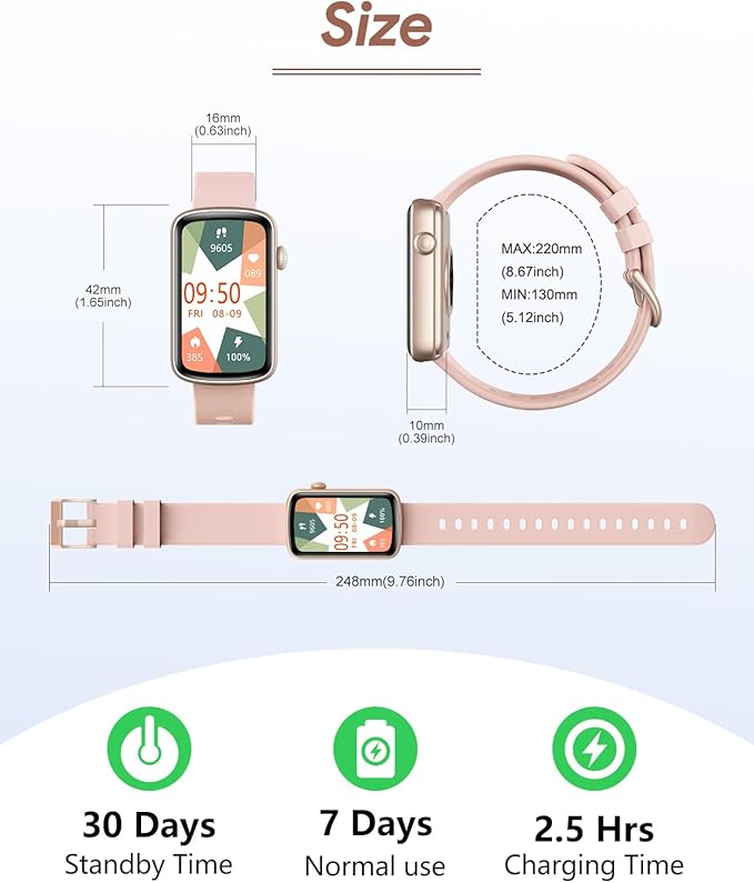 Fitness Tracker, Fitness Watches for Women Men with Heart Rate Monitor Blood Oxygen Sleep Tracker Pedometer, 1.47" Smart Watch Step Calorie Counter for Android iOS IP68 Waterproof (Pink)