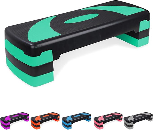 Exercise Workout Aerobic Step Platform Trainer, 31" Aerobic Stepper with 4"-6"-8" Adjustable Height Risers
