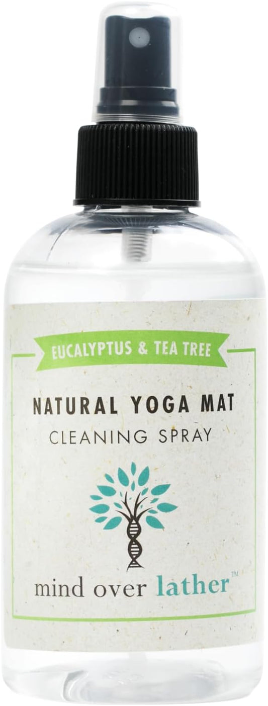 Mind Over Lather 100% Natural Yoga Mat Cleaning Spray 8oz | Works with All Mats | Cleans and Restores Using Essential Oils Naturally | Calming (Euclayptus Tea Tree)