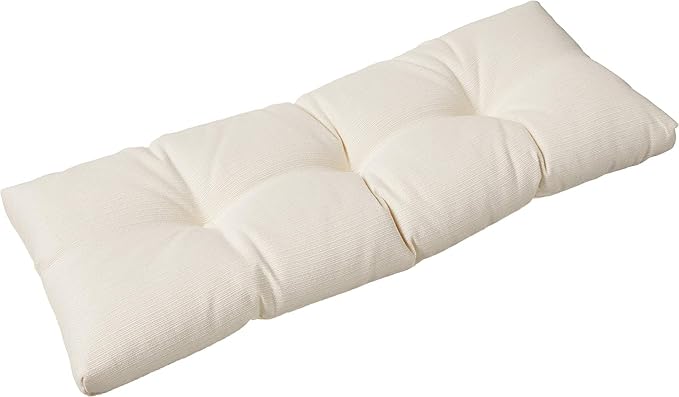 Klear Vu The Gripper Omega Non-Slip Tufted Bench Cushion for Indoor Furniture, Entryway Storage, Bay Window, Corner Nook or Piano Seat, 27 Inches, 01 Ivory