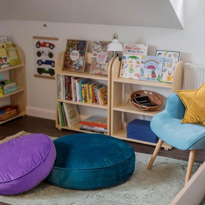 Round Floor Pillow Cover Velvet Throw Seating Pouf Yoga Meditation Cushion Plush Case Reading Room Decor Cover Only (19.7IN, Purple)