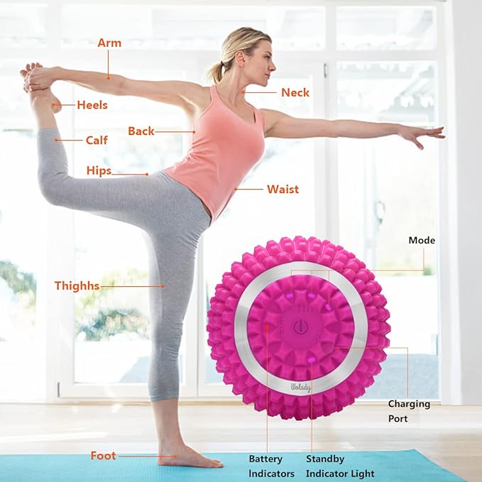 Massage Ball Vibrating Massage Ball Relieving Muscle Tension Pain & Pressure, 4-Speed High-Intensity Roller Electric Rechargeable Washable