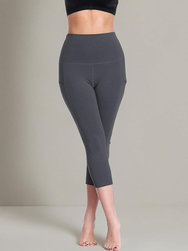 NELEUS Women's Tummy Control High Waist Capri Running Leggings Yoga Pants with Pocket