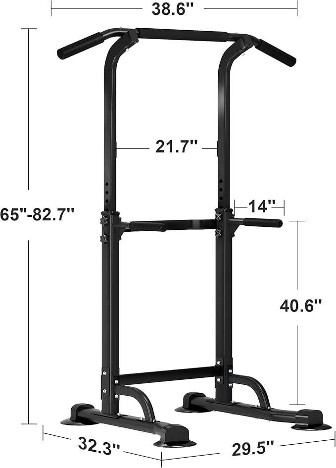 SogesHome Power Tower Pull Up Bar and Dip Station Adjustable Height Dip Stand Multi-Functional Strength Training Fitness Workout Station