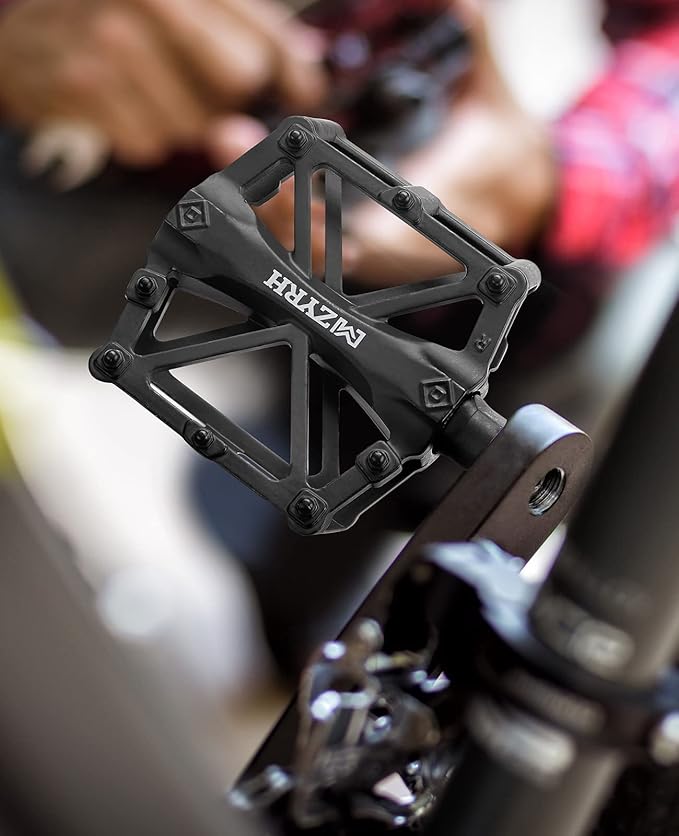 KEMIMOTO Mountain Bike Pedals MTB Bicycle Flat Pedals, 9/16'' CNC Aluminum Durable Sealed Bearings for Most Bikes BMX MTB Enduro Downhill Trail (Two Pack) (Black)