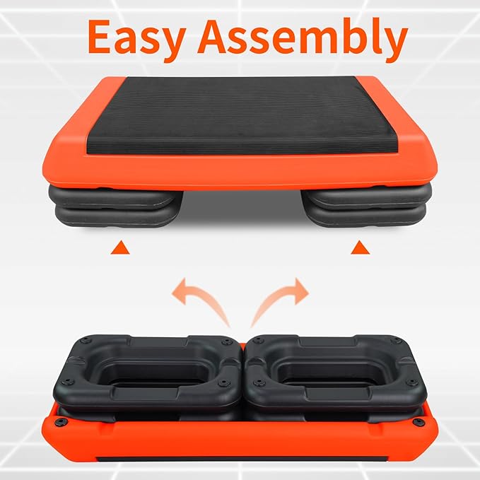 Adjustable Aerobic Stepper Workout Step with 4 Risers Fitness & Exercise Platform Trainer