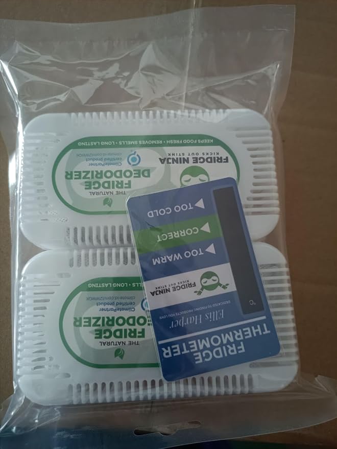 Fridge Ninja Fridge Deodorizer (4 Pack) - More Effective Than Baking Soda - Natural and Unscented Activated Charcoal Refrigerator Deodorizer and Odor Eliminator for Freezers, Coolers, and Lunch Boxes