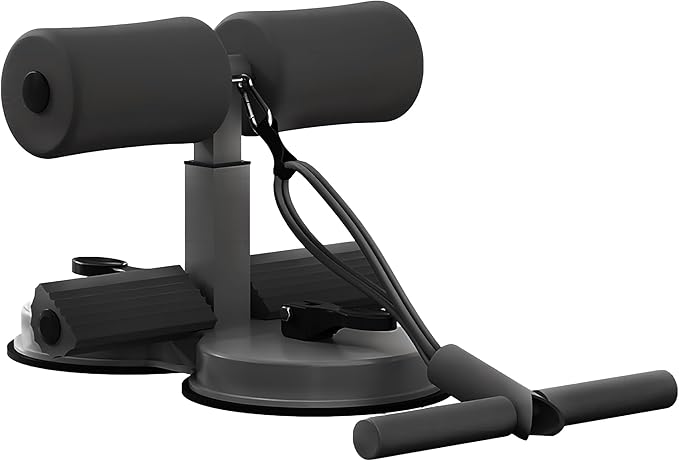 Sit Up Bar Foot Holder Heigh Adjustable - Sit Up Assistance Device with 2 Strong Suction Cups - Essential Ab Workouts & Core Exercise Equipment for Home Workouts (BLACK)