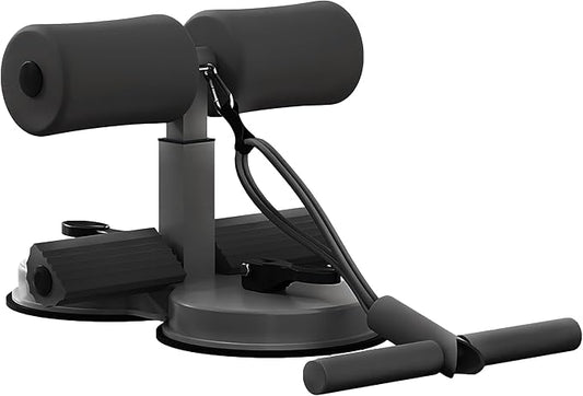 Sit Up Bar Foot Holder Heigh Adjustable - Sit Up Assistance Device with 2 Strong Suction Cups - Essential Ab Workouts & Core Exercise Equipment for Home Workouts (BLACK)