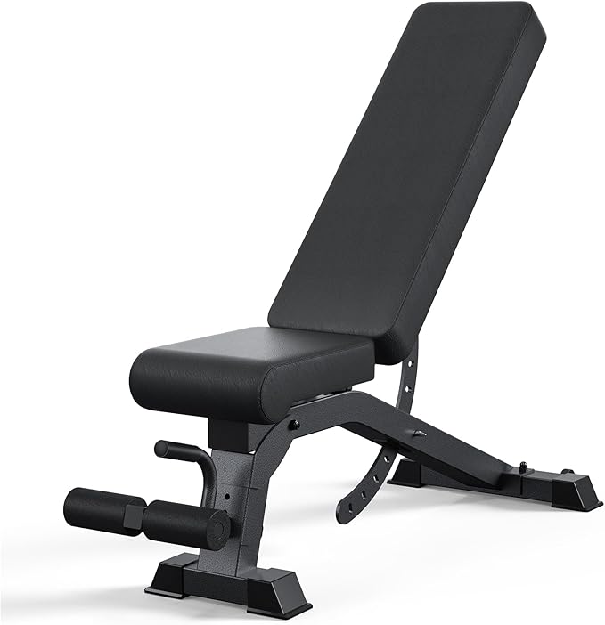 Adjustable Weight Bench with 12x4x4 Positions, 1200LB Heavy Duty Workout Bench for Home Gym, Commercial Incline-Flat-Decline Bench Press for Full Body Fitness, Fully Upright Backrest with 4 Suitable Leg Rest Gears - 2025