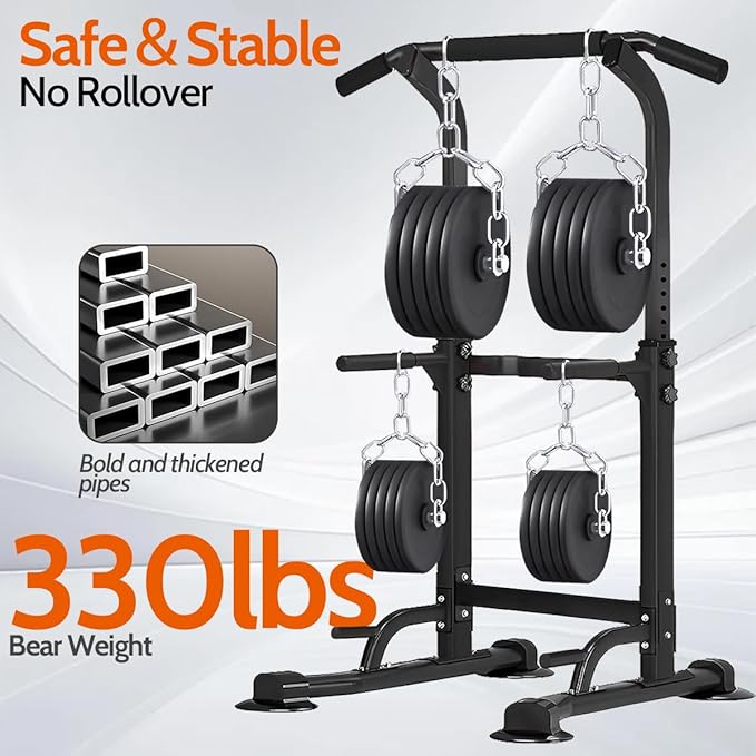 Power Tower Pull Up Dip Stander, Height Adjustable Multi-functional Home Strength Training Gym Equipment, Easy to Install, Durable Home Gym Equipment