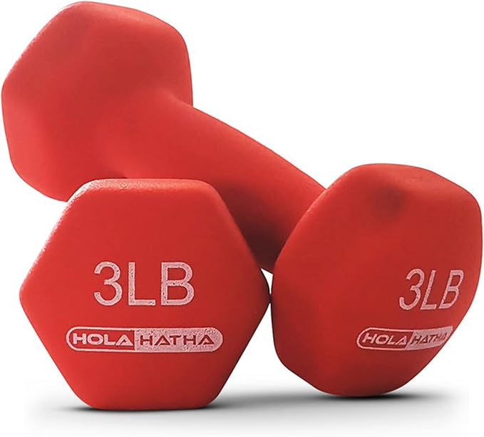 HolaHatha 2, 3, 5, 8, and 10 Pound Neoprene Dumbbell Free Hand Weight Set with Rack, Ideal for Home Exercises to Gain Tone and Definition, Pastel