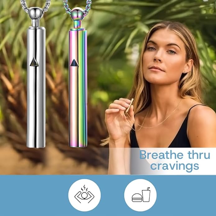 Anxiety Breathe Easy Necklace Mindfulness Breathing Necklace Breathlace Stainless Steel Pendant for Natural Calm & Stress Relief