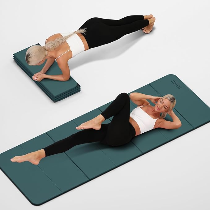 Foldable Yoga Mat Extra Thick 0.32 Inches Eco-Friendly POE Material, Non-Slip Design Fitness Mats, Multi-Purpose Workout Mats For Studio or Home Use (70 x 24 x 0.32 inches)