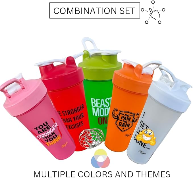 Magiko Blender Shaker Bottles for Protein, 28oz Portable Leakproof Pre-Workout Nutrition Water Bottle, BPA-Free Gym Protein Shaker for Sports & Outdoor Motivational Protein Shaker (Pink Blue)